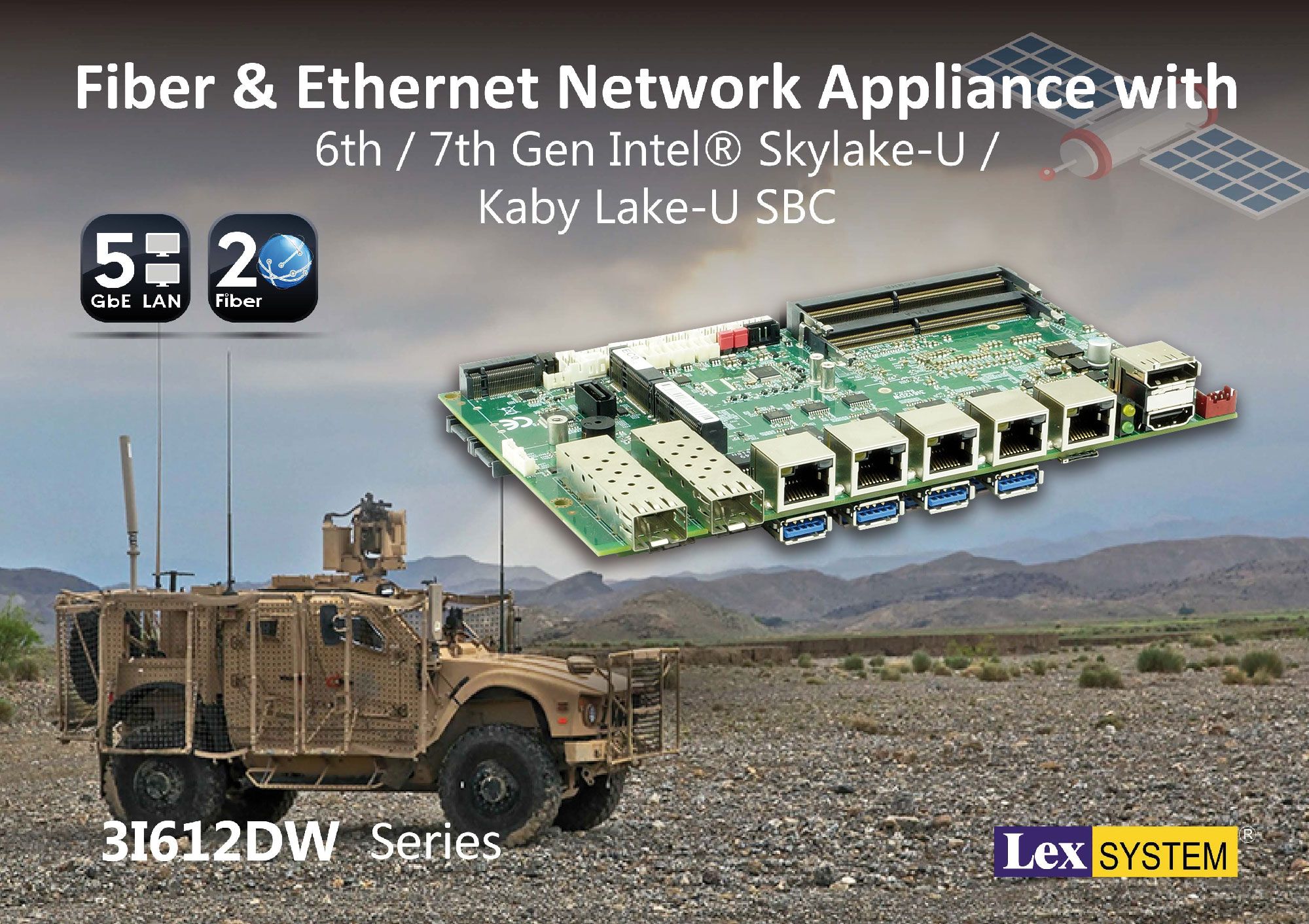 3I612DW - Fiber & Etherent Network Appliance with 6th/7th Gen Intel&reg; Skylake-U / Kaby Lake-U SBC